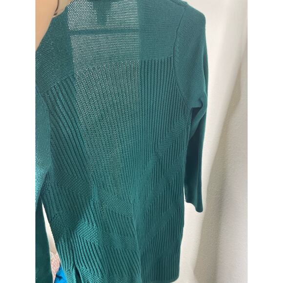Chico's Green Long Duster Open Cardigan Womens size 0/small has pockets! - Picture 5 of 5